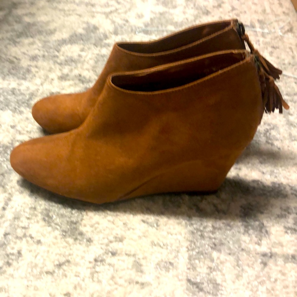 CL by Laundry faux suede brown booties.